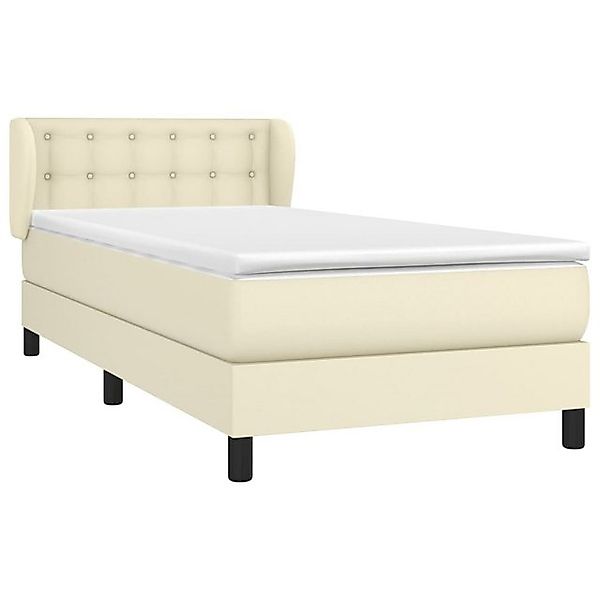 vidaXL Bett Boxspringbett mit Matratze Creme 100x200 cm Kunstleder günstig online kaufen