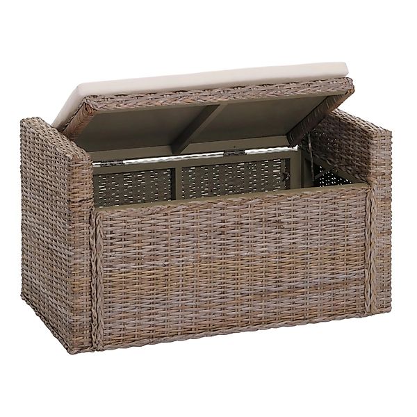 MCW Sitzbank Genua Rattan Staufach Grau-Braun günstig online kaufen