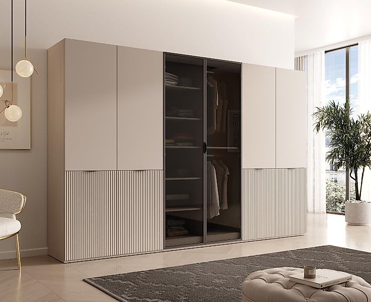 Compleo Kleiderschrank 6-Türen, gerifflete Front, geräumig günstig online kaufen