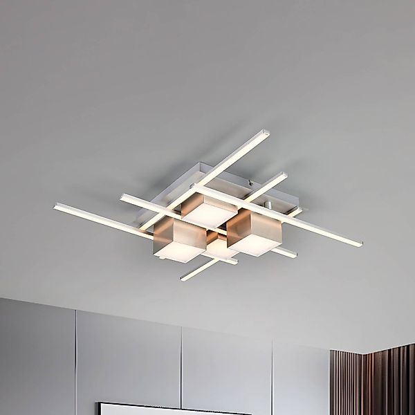 LED-Deckenlampe Roger, coffee, Metall, CCT, Fernbedienung günstig online kaufen