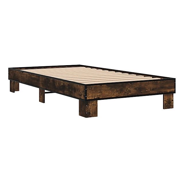 vidaXL Bett Bettgestell Räuchereiche 75x190 cm Holzwerkstoff und Metall günstig online kaufen