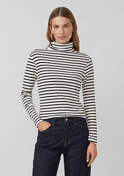 s.Oliver Langarmshirt T-Shirt Gestreiftes Longsleeve im Slim Fit mit Rollkr günstig online kaufen