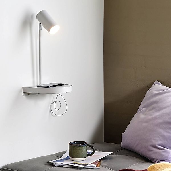 Wandleuchte Cody, mit Ablage und USB-Port, weiß günstig online kaufen