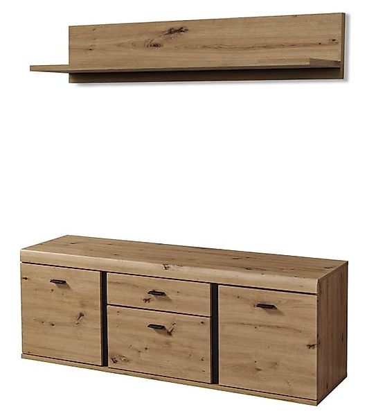 Lowboard und Wandboard 2 trg. 150x180x42 cm Artisan , Abs.Schwarz günstig online kaufen