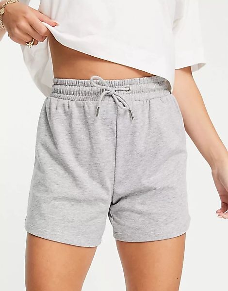 JDY – Cindi – Sweat-Shorts in Hellgrau mit Taillenschnürung günstig online kaufen