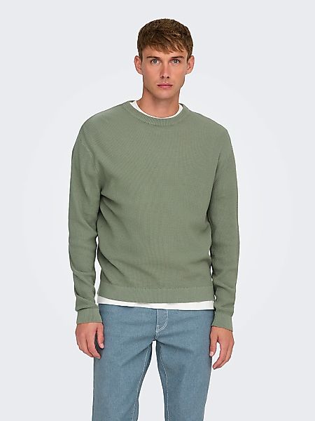 ONLY & SONS Rundhalspullover "ONSTONY DS 12 LS WAFFLE CREW KNIT" Baumwolle, günstig online kaufen