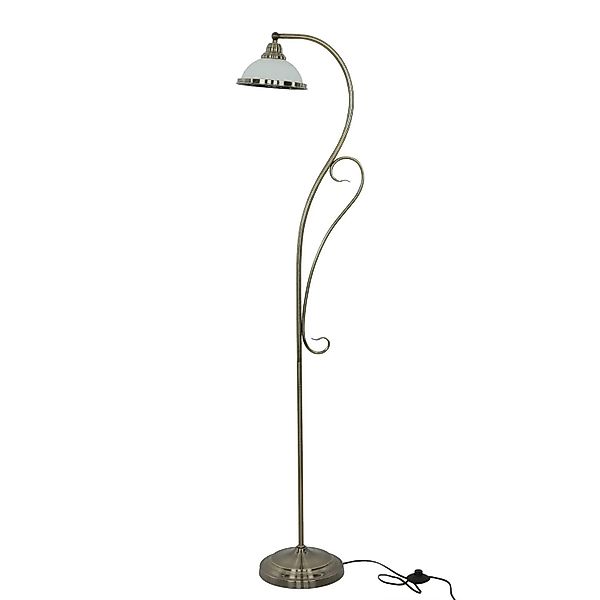 EASYLIGHT Stehlampe Gebogen 159 cm in Messing Antik E27 Jugendstil günstig online kaufen