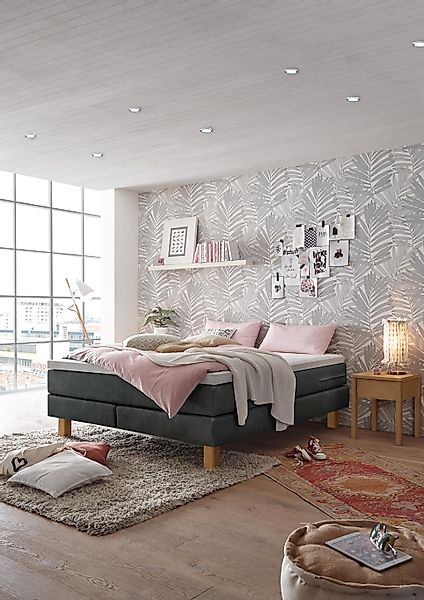 HASENA Boxspringbett "Isoba" ohne Kopfteil, frei im Raum, Stoffvarianten, F günstig online kaufen