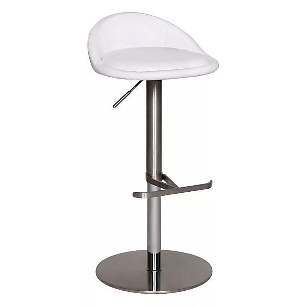 Barhocker Weiß Edelstahl höhenverstellbare Sitzhöhe 54-79 cm | Design Barst günstig online kaufen