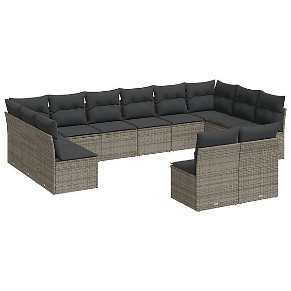 vidaXL 12-tlg Garten-Sofagarnitur mit Kissen Grau Poly Rattan Modell 22 günstig online kaufen