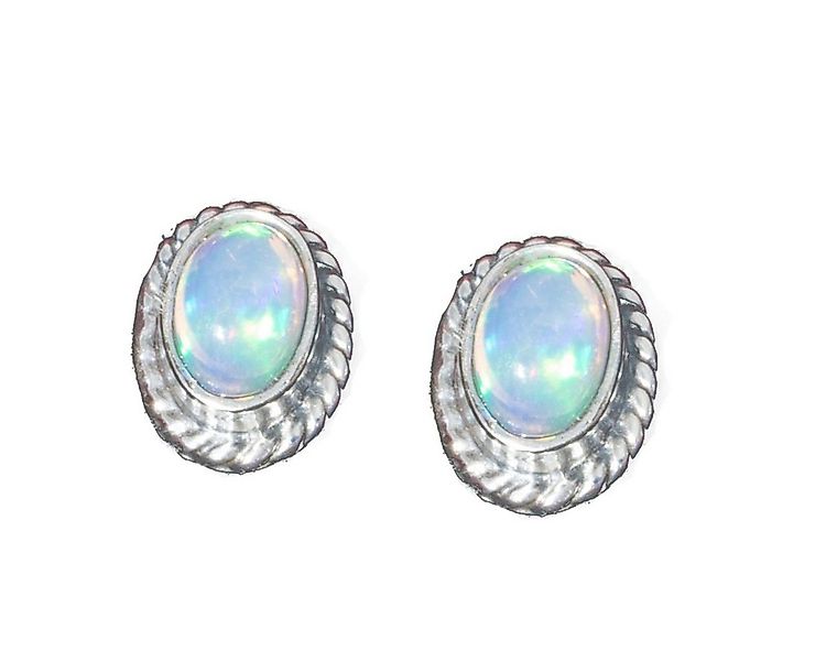 Paar Ohrstecker Ohrstecker echter Opal oval mit Verzierung, echter Opal aus günstig online kaufen