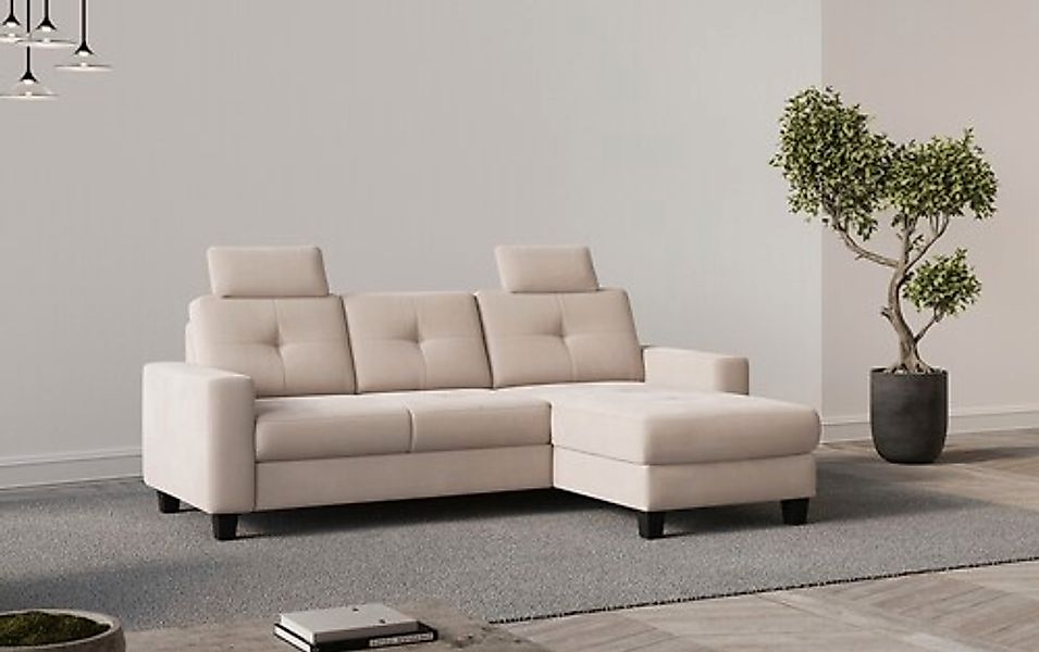 Places of Style Ecksofa »Varese L-Form«, wahlweise mit Bettfunktion und Bet günstig online kaufen