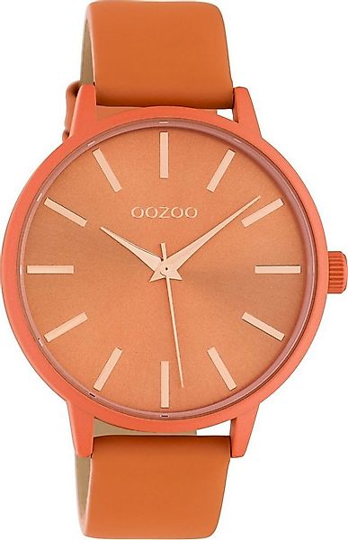 OOZOO Quarzuhr Damenuhr C10614 Armbanduhr Orangefarben Lederband 42 mm günstig online kaufen