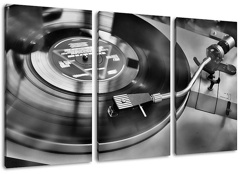 Pixxprint Leinwandbild Schallplatte, Schallplatte 3Teiler (120x80cm) (1 St) günstig online kaufen