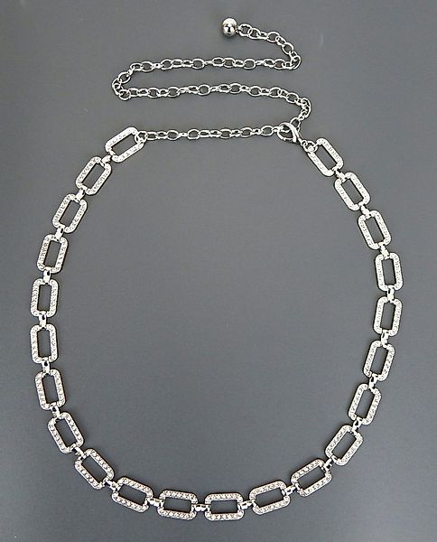 Ella Jonte Kettengürtel silber Strass Rechtecke 70er Gürtel verstellbar günstig online kaufen