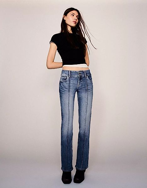 Bershka Bootcut-Jeans Mit Tiefem Bund Damen 36 Blau günstig online kaufen