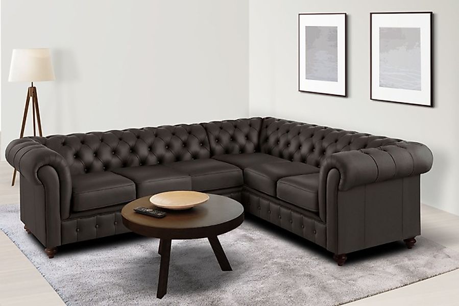 Home affaire Chesterfield-Sofa »Chesterfield Ecksofa, auch in Leder L-Form« günstig online kaufen