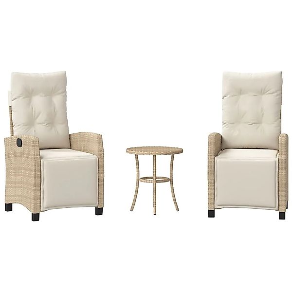 vidaXL 3-Tlg Bistro-Set mit Kissen Beige Poly Rattan 365252 günstig online kaufen