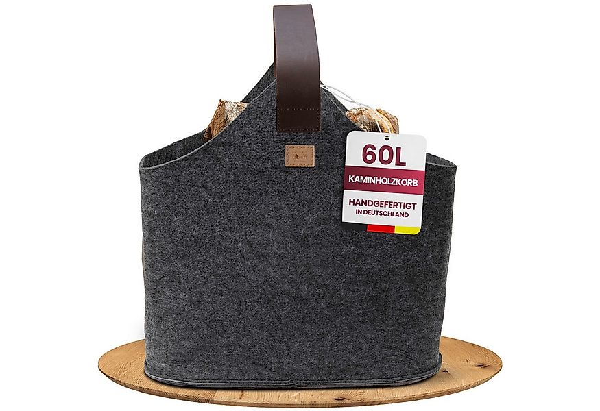 Easy and Green Kaminholzkorb Filz 60 Liter und Echtlederhenkel, Made in Ger günstig online kaufen