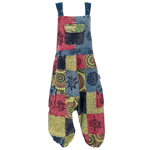 Guru-Shop Relaxhose Natürliche Patchwork Boho Latzhose, günstig online kaufen