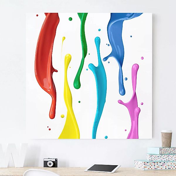 Leinwandbild Abstrakt - Quadrat Farbspritzer günstig online kaufen