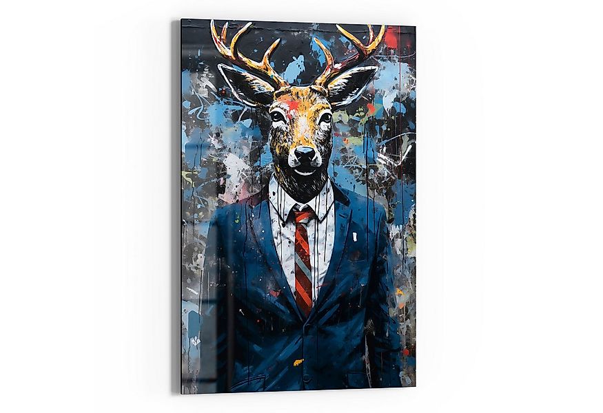 DEQOART Glasbild 'Hirsch im Anzug', 'Hirsch im Anzug', Glas Wandbild Bild s günstig online kaufen