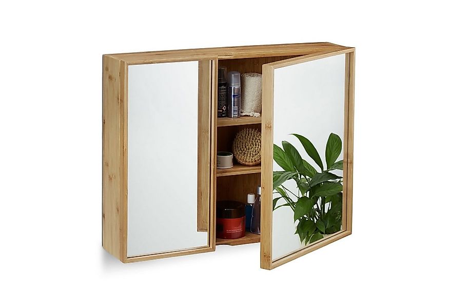 relaxdays Badezimmerspiegelschrank Bad Spiegelschrank mit 2 Türen günstig online kaufen