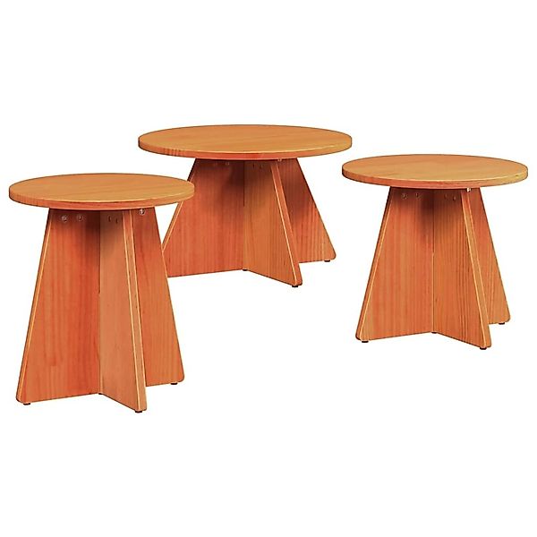 vidaXL Couchtisch 3 Stk Wachsbraun 49 x 49 x 30 cm Massivholz Kiefer 873540 günstig online kaufen