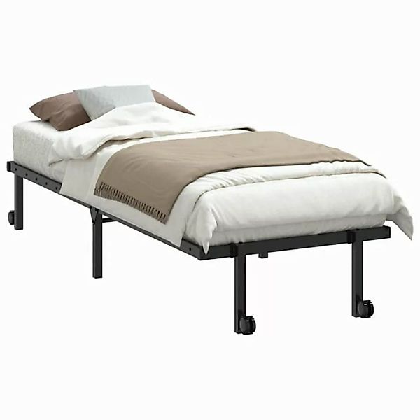 vidaXL Bett Bettgestell ohne Matratze Klappbar Schwarz 75x190 cm Stahl günstig online kaufen