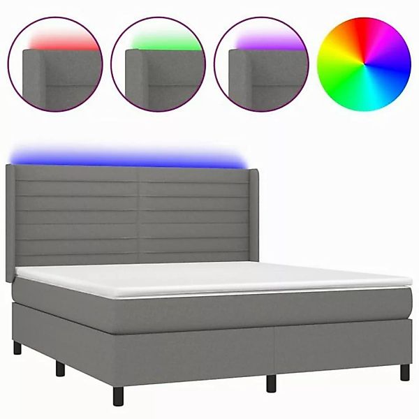 vidaXL Boxspringbett Boxspringbett mit Matratze LED Dunkelgrau 180x200 cm S günstig online kaufen