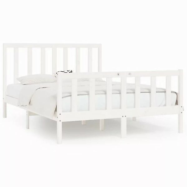 vidaXL Bettgestell Massivholzbett Weiß 160x200 cm Bett Bettgestell Doppelbe günstig online kaufen