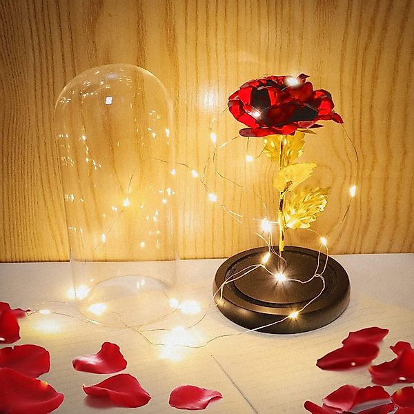 Kunstblume Künstliche Ewige Rose im Glas, günstig online kaufen