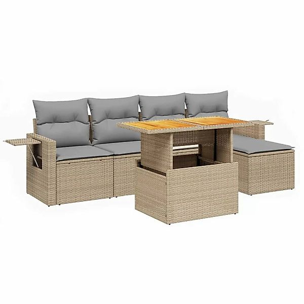 vidaXL 6-tlg Garten-Sofagarnitur mit Kissen Beige Poly Rattan Modell 392 günstig online kaufen