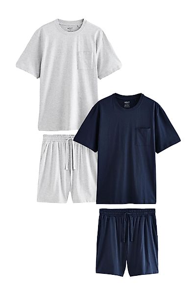 Next Pyjama Kurzer karierter Jersey-Schlafanzug, 2er-Pack günstig online kaufen