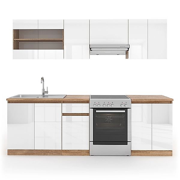 Vicco Raul Küchenzeile Weiß 240 cm AP SonomaRaul günstig online kaufen