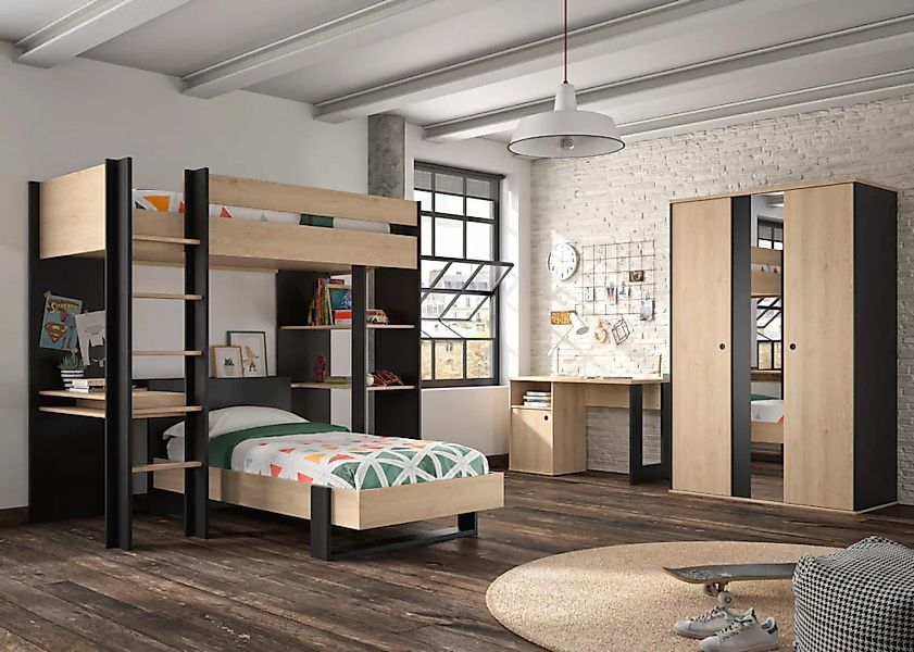 Gami Jugendzimmer-Set "Duplex", (4 St., Bett, Kleiderschrank, Schreibtisch, günstig online kaufen
