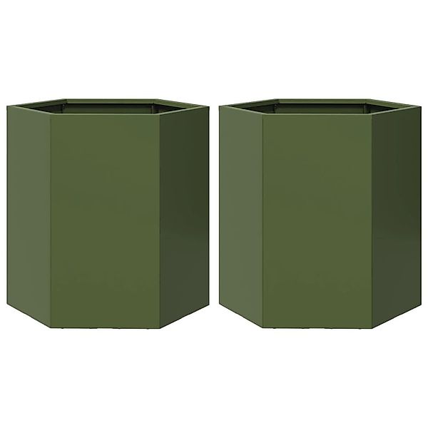 vidaXL Blumentopf Garten-Pflanzgefäße 2 Stk.Olivgrün Sechseckig günstig online kaufen