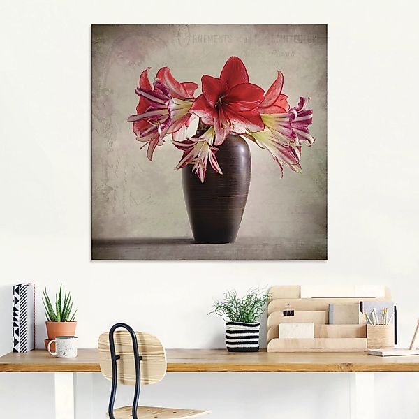 Artland Glasbild »Amaryllis Vintage II«, Blumen, (1 St.), in verschiedenen günstig online kaufen