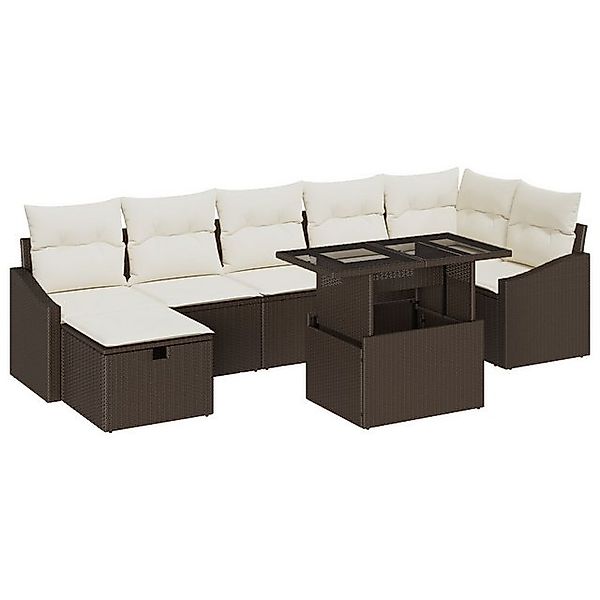 vidaXL Loungesofa 8-teiliges Garten Sofa Set mit Kissen Braun Poly Rattan, günstig online kaufen
