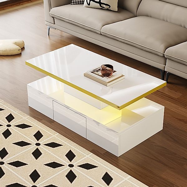 HAUSS SPOLE Couchtisch mit Schubladen, LED-Licht günstig online kaufen