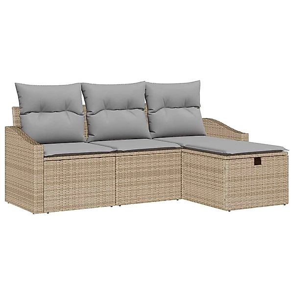 vidaXL Garten-Sofa-Set mit Kissen 4-Tlg Beige Poly Rattan 3359249 günstig online kaufen