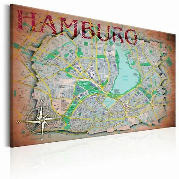 artgeist Wandbild Map of Hamburg mehrfarbig Gr. 60 x 40 günstig online kaufen