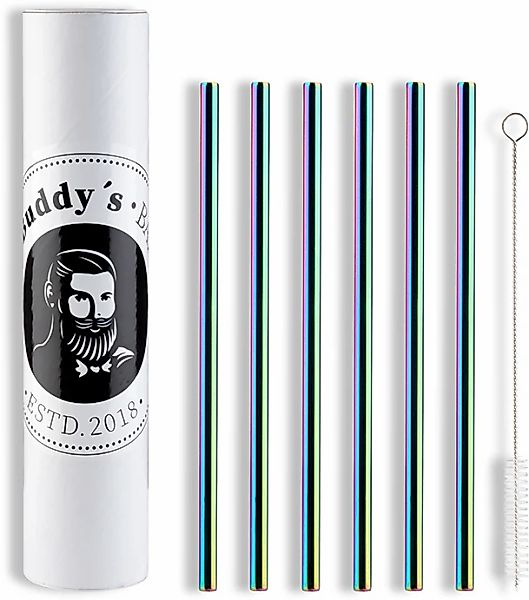 Buddys Trinkhalme "Buddy´s Bar" wiederverwendbar, 6 Strohhalme + Reinigungs günstig online kaufen