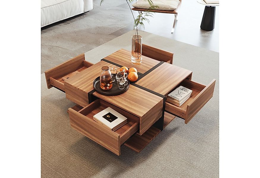 REDOM Couchtisch Moderner Couchtisch mit Holzmaserung in Eiche-Optik (verst günstig online kaufen