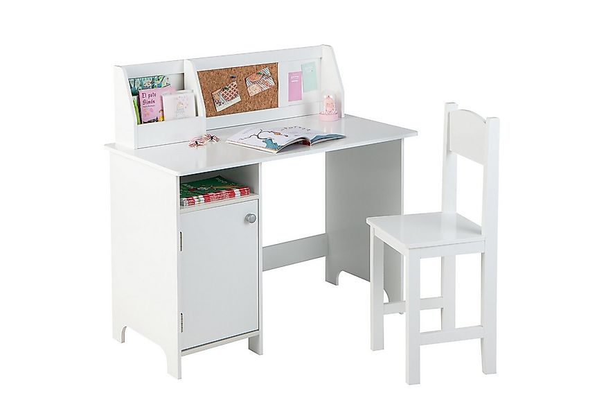 COSTWAY Kinderschreibtisch mit Stuhl Set, Holz, Sitzgruppe mit Bücherregal günstig online kaufen