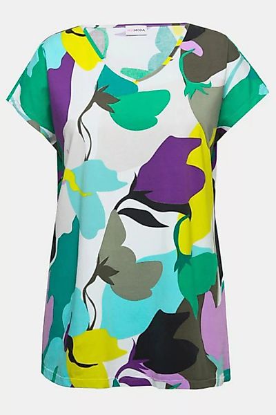 MIAMODA Rundhalsshirt T-Shirt oversized Floral-Druck V-Ausschnitt günstig online kaufen
