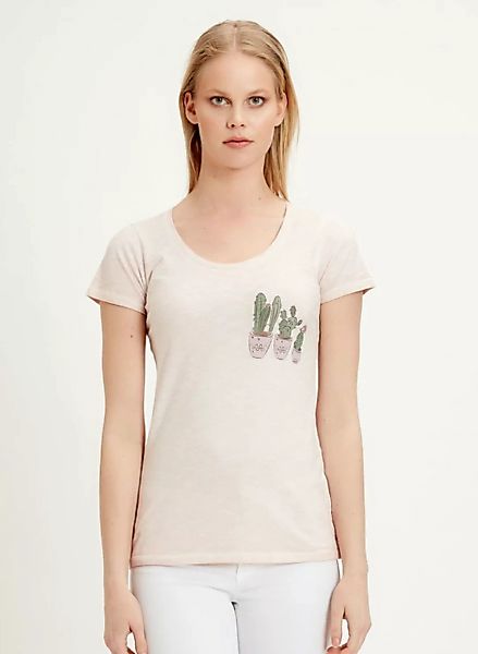 Garment Dyed T-shirt Aus Bio Baumwolle Mit Kaktus-print günstig online kaufen