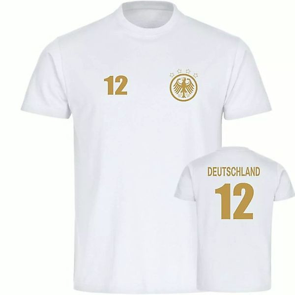 multifanshop T-Shirt Herren Deutschland - Adler Retro Trikot 12 Gold - Männ günstig online kaufen