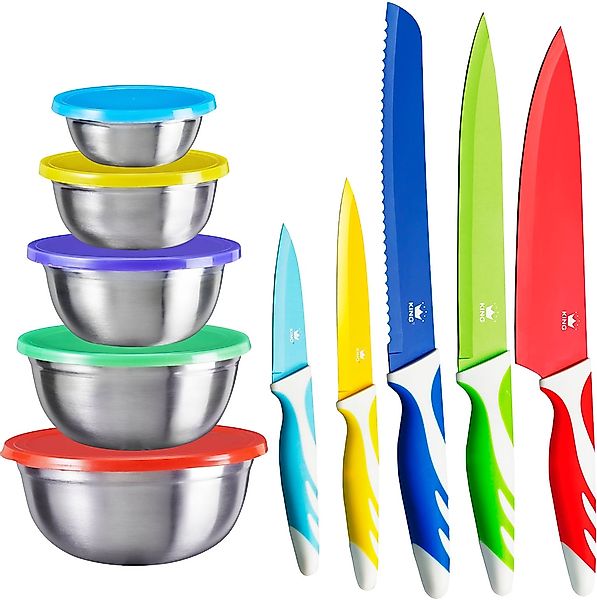 KING Allzweckmesser "BUNT" 15tlg., 5 Messer, 5 Schüsseln aus Edelstahl inkl günstig online kaufen
