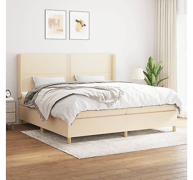 vidaXL Boxspringbett Boxspringbett mit Matratze Creme 200x200 cm Stoff Bett günstig online kaufen